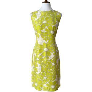 Vintage Womens Green Cocktail Dress 12 Semi Formal Retro Silk 60s Classic Y2K